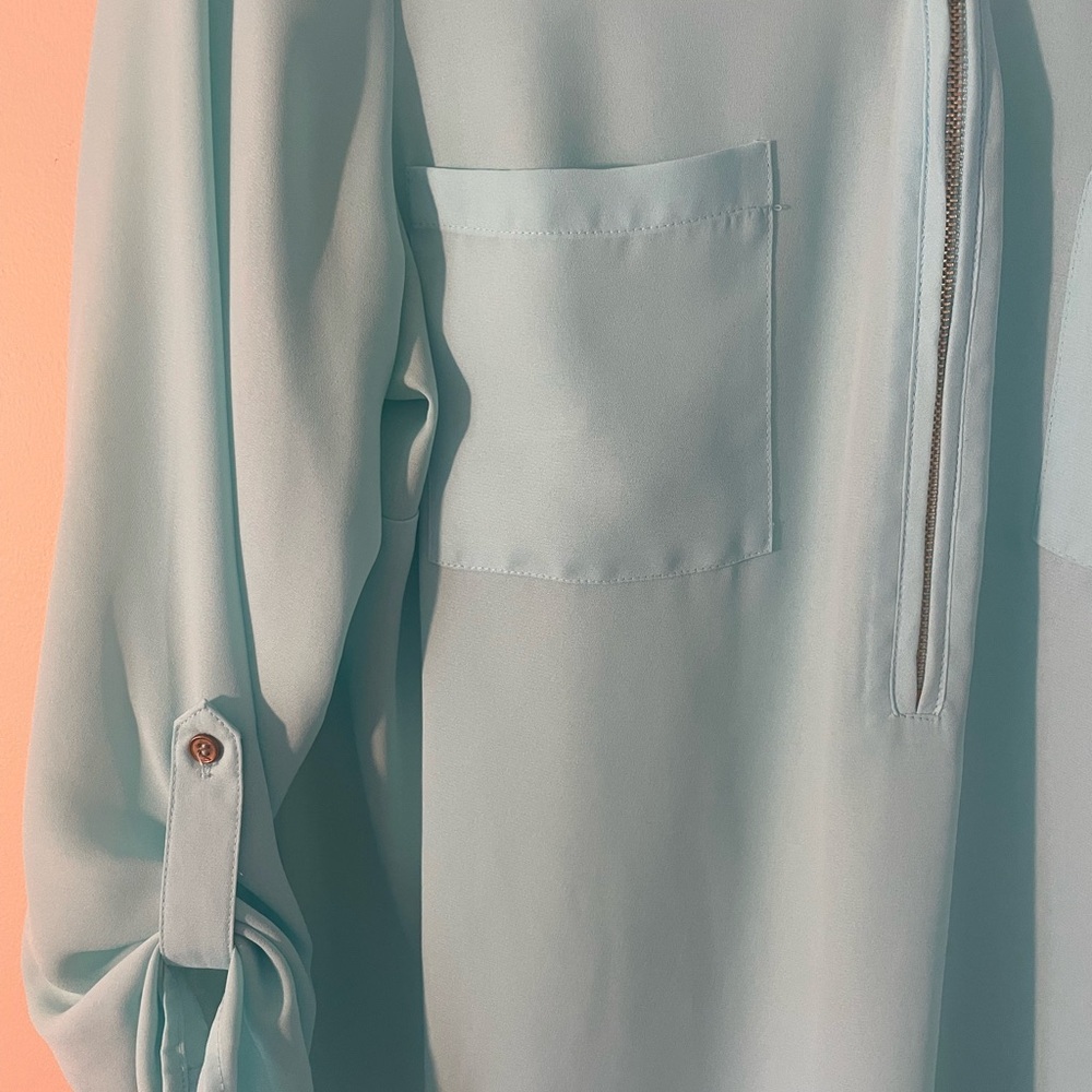 Light Aqua Long Sleeve New Direction never worn Blouse